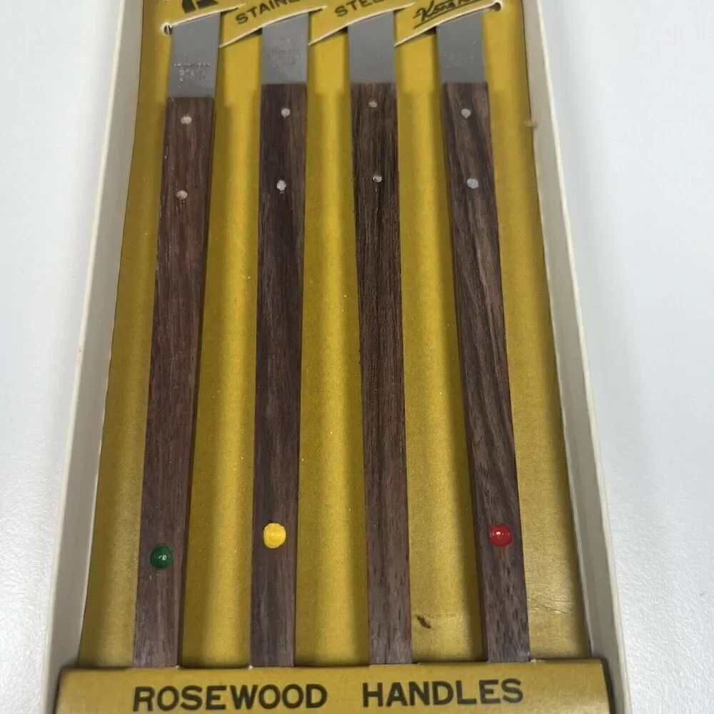 Fondue Forks Stainless Rosewood Kane Kutlery Color Dot No. 329 Japan Vintage